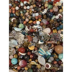 Gemstones Beads Pendants Loose Mix Over 3lbs Drilled Jewelry Making Supplies